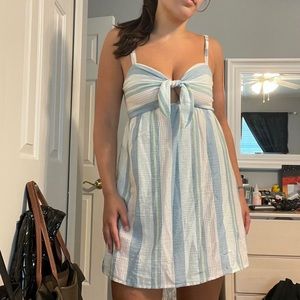 Pastel stripe summer dress with toe front and adjustable straps